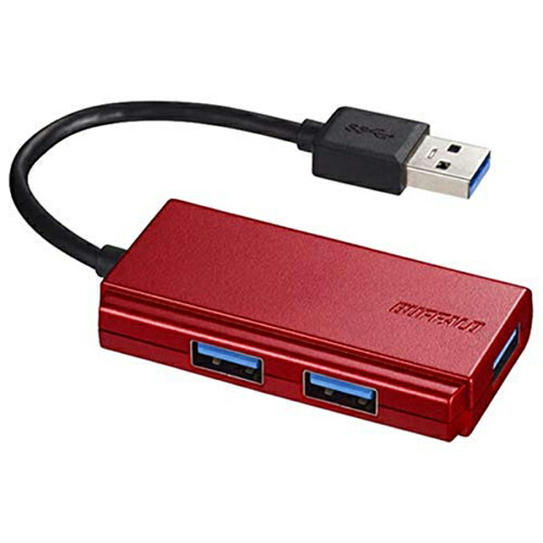 【10個セット】 バッファロー BSH3U100U3RD USB3.0 バスパワーハブ 3ポートタイプ レッド｜むさしのメディア 店