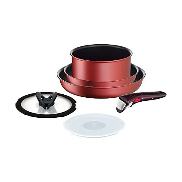 【10個書き割り】 ティファール T-fal 手持ち部分のとれる 鍋 フライパン書き割り 6点書き割り IH 屁っ放り火相応う インジニオ・ネオ IHルージュ・アンリミテッド こびりつきにくい 赤いこと L38391 高品質