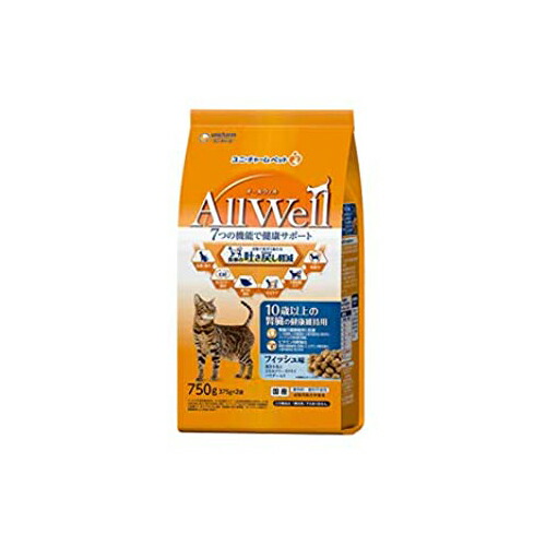 【9個セット】 AllWell 10歳以上の腎臓の健康維持用 フィッシュ味挽き小魚とささみ フリーズドライパウダー入り 750g ユニ・チャーム 猫 フード ドライ 厳選素材｜むさしのメディア 店