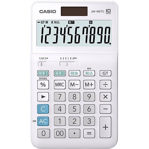 【10個セット】 カシオ JW-100TC-N W税率電卓 10桁｜むさしのメディア 店