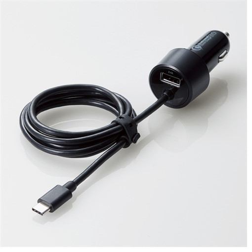 【10個セット】 エレコム MPA-CCCQ03BK 車載充電器(Quick Charge3.0・30W・Type-Cケーブル&1ポート) ブラック|むさしのメディア 店