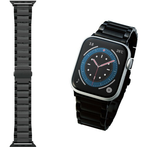 【3個セット】 エレコム AW-44BDSS3BK Apple Watch 45 44 42mm バンド プレミアムステンレス 3連タイプ ブラック|むさしのメディア 店