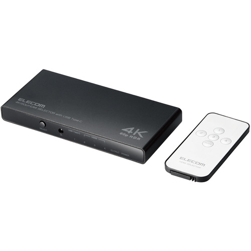 【3個仕掛ける】 エレコム DH-SW4KC41BK HDMI うつり変わり器 USB Type-C×1インプット 印字機A×4インプット 1最終生産物 HDMI2.0b 銀鏡輪っか 遠隔操作付き添い人 黒いこと