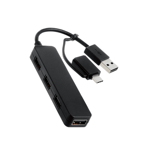 【10個セット】 エレコム U2H-CA4003BBK USB Type-C変換アダプター付き USB2.0ハブ Windows Mac他対応 バスパワー ブラック｜むさしのメディア 店