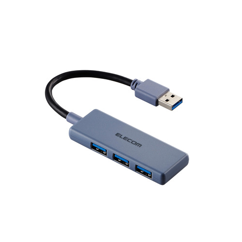 【10個セット】 エレコム U3H-H030NV USB ハブ USB3.2 Gen1 USB-A x 3 ポートバスパワー Win Mac対応 ネイビー｜むさしのメディア 店