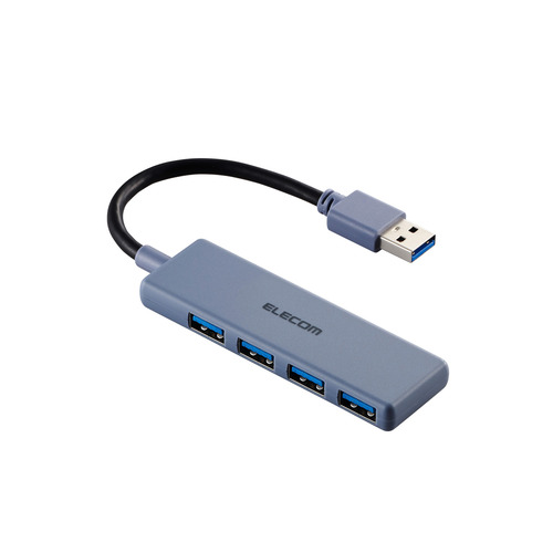 【10個セット】 エレコム U3H-H040NV USB USB3.2 Gen1 ハブ USB-A 4ポートWin Mac対応 ネイビー｜むさしのメディア 店