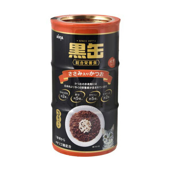【18個セット】 アイシア 黒缶 3P ささみ入りかつお 480g チキン カツオ パテ しらす入りかつお アドバンス 猫用ウェット キャットフード 猫おやつ シュリンク 猫用フード ペットフード 猫フード 総合栄養食 フィッシュ ペット用品 ウェットフード 厳選素材｜むさしのメディア 店