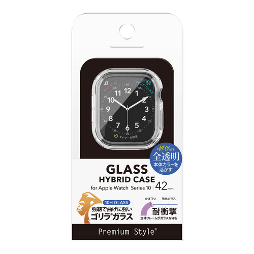 【10個仕掛ける】 PGA PG-AWTPG42CL Apple Watch Series 10 42粍用 ガラスハイブリッドケース  大猩猩瑠璃／読みやすい