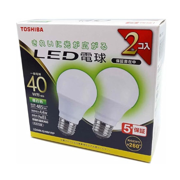 【10個書き割り】 東芝 LDA4N-G/40V1RP LED白熱電球 A E26 4W 昼白いこと