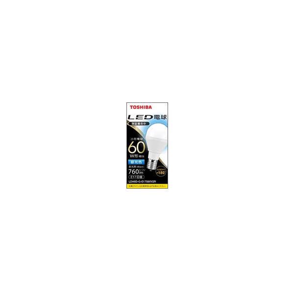 【10個書き割り】 東芝 LDA6D-G-E17S60V2R LED白熱電球 ミニクリプトン形 E17 60W形 昼光色 LDA6D-G-E17S60V2R