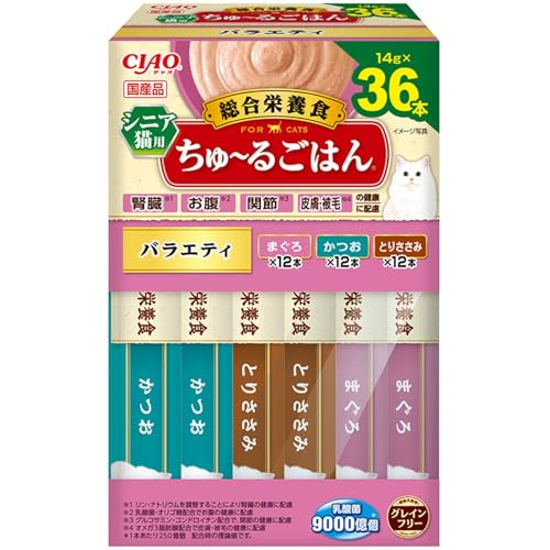 【8個セット】 いなばペットフード CIAO ちゅーるごはん (BOX)シニア猫用バラエティ 14g&times;36P｜むさしのメディア 店