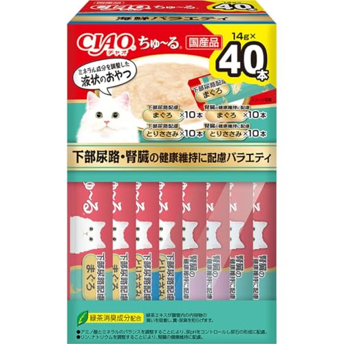 【12個セット】 いなばペットフード CIAOちゅーる 下部尿路腎臓の健康維持に配慮バラエティ 14g×40P