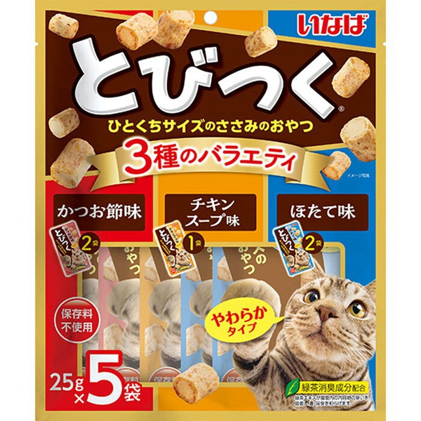 【12個書き割り】 いなば愛玩動物ボンネット とびつく 3種の多種多様さ 25g×5P