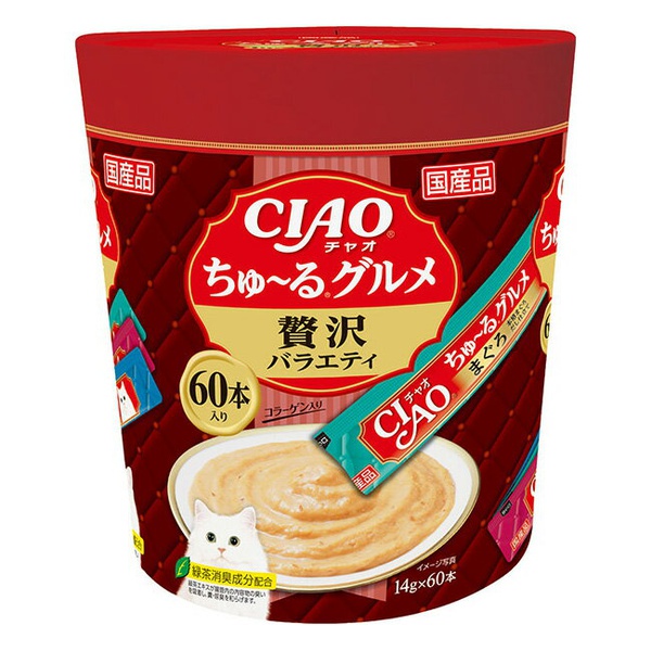 【6個セット】 いなばペットフード CIAO ちゅーるグルメ 贅沢バラエティ60本入り|むさしのメディア 店