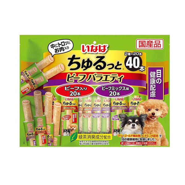 【4個セット】 いなばペットフード いなば ちゅるっと ビーフバラエティ 目の健康配慮 14g&times;40P｜むさしのメディア 店