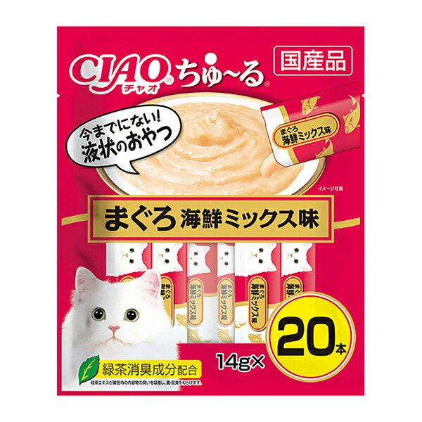 【16個仕掛ける】 チャオ ( CIAO ) CIAOちゅーる まぐろ 海鮮入り合わせる味 14g×20本入 キャットフード 猫 猫 ねこ 猫 cat ニャンお父ちゃん 厳選原料品