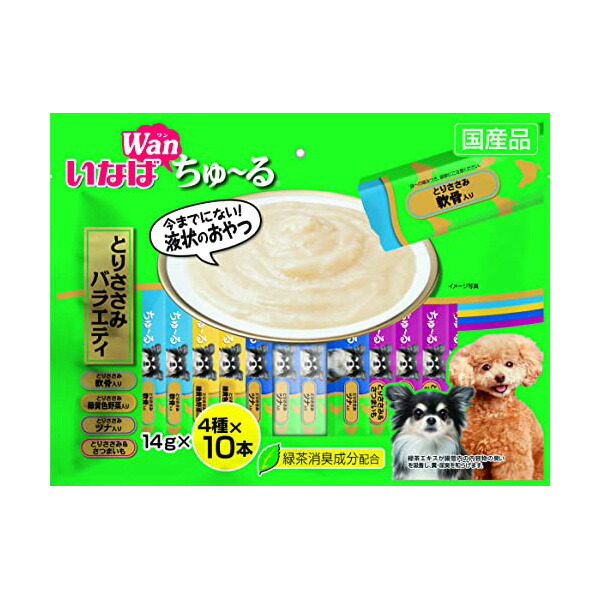 【3個書き割り】 いなば愛玩動物ボンネット 犬 ちゅーる とりささみ多種多様さ 14g×40本 厳選原料品