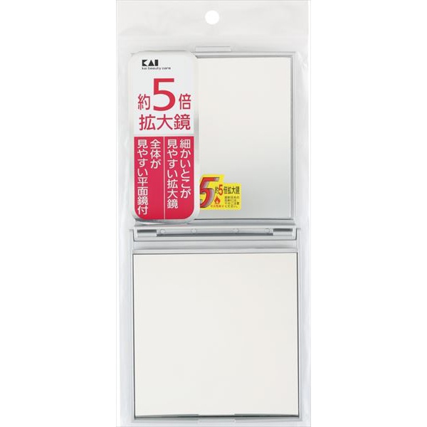 【96個仕掛ける】 KX0755 約5倍虫眼鏡付パウダーコンパクト銀鏡 しろがね色