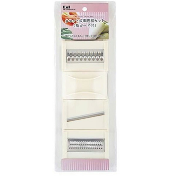 【30個書き割り】 貝印 wellness テープ式膳立て器書き割り（指かばい立て付） DH6505 指かばい立て付 スライサー おろし器 千切り ツマ切り 一切れ ステンレス鋼 指かばい立て 勝手もと装置 テープ 膳立て器書き割り 切り 大根おろし 指かばい立て付き添い人