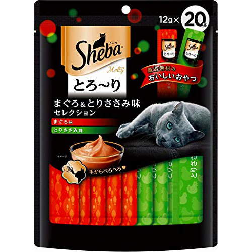 【20個セット】 マースジャパンリミテッド シーバ Sheba 猫用おやつ とろ~り メルティ まぐろ&とりささみ味セレクション 12g&times;20本入 パテ ネコ 全年齢 全品種 とろ りメルティ マースジャパン キャットフード ペット用品 おやつ トッピング スナック 厳選素材｜むさしのメディア 店