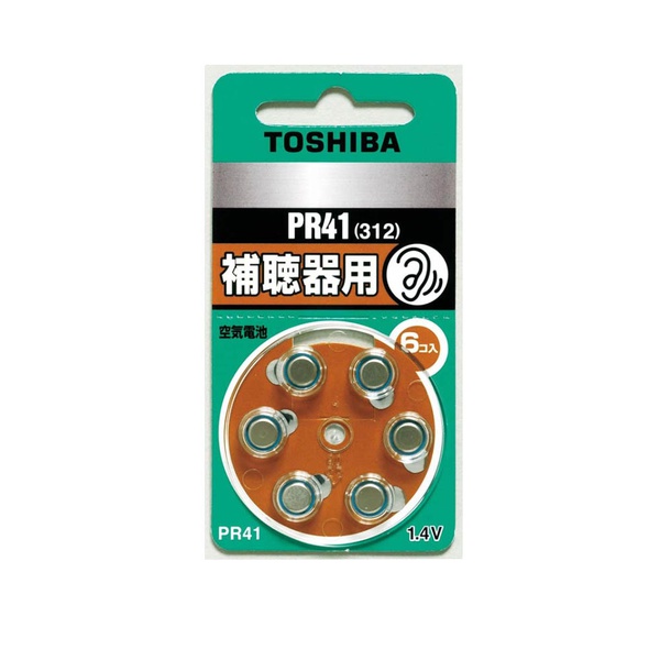 【10個セット】 東芝 PR41V6P 補聴器用空気電池 PR41 6個入