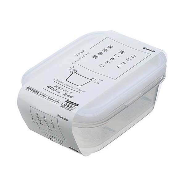 【120個セット】 イノマタ化学 楽ちんパック 角型 400ml クリアーホワイト 2個組 1834 保存容器 クリアホワイト フードコンテナ フードストッカー プラスチック容器 キャニスター レンジ容器 レンジ調理 洗いやすい 半透明 冷凍 食器洗浄機対応｜むさしのメディア 店