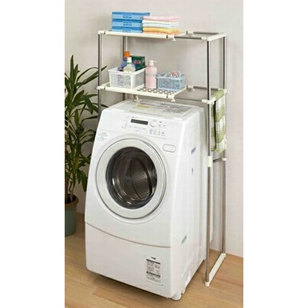 【3個セット】 積水樹脂 洗濯機ラック ステンレス SSR-20 (ランドリーラック) 洗濯機 ラック ランドリーラック 収納 洗濯ラック 洗面所 組み立て簡単 セキスイ ドライバー不要 洗濯 ランドリー収納 メッシュ棚付き ホワイト 積水|むさしのメディア 店