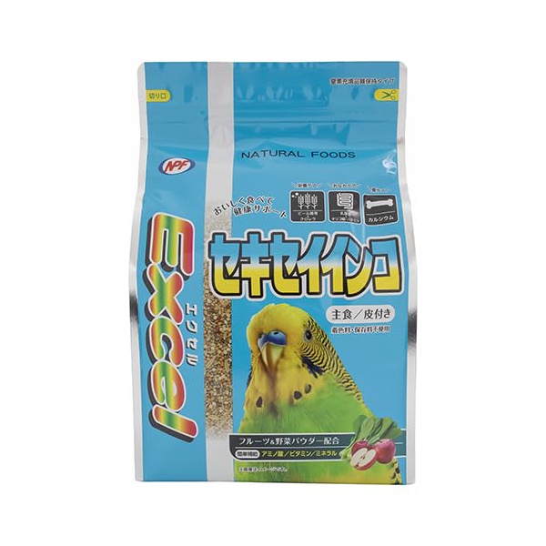 【12個セット】 ナチュラルペットフーズ エクセル セキセイインコ 皮付き 1.3kg｜むさしのメディア 店
