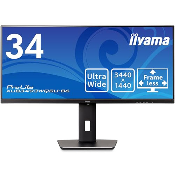 iiyama XUB3493WQSU-B6 34型ワイド液晶デイスプレイ ProLite XUB3493WQSU-B6(3440&times;1440/HDMI､DisplayPort/ブラック/スピーカ:あり/IPS方式/昇降)｜むさしのメディア 店 40,863円