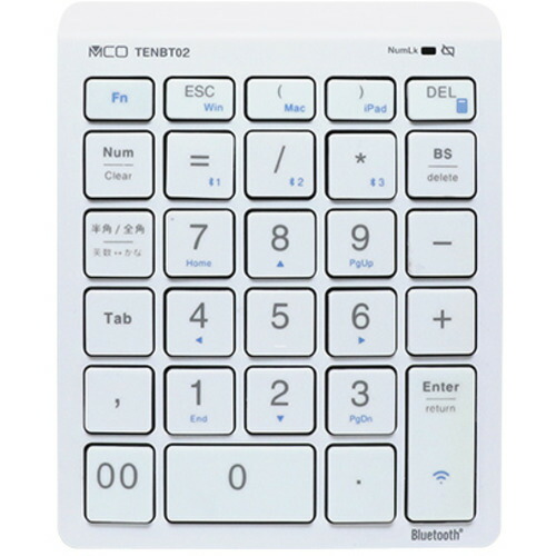 【10個仕掛ける】 ミヨシ TENBT02／WH Bluetooth5.0相応う 無線電話テンキー   白いこと テンキー-パソコン・周辺機器-マウス・キーボード・入力機器
