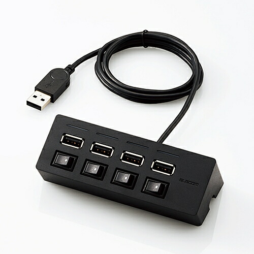 【5個セット】 USBハブ エレコム U2H-TZS428BBK 機能主義USBハブ スイッチ付き4ポート ブラック｜むさしのメディア 店