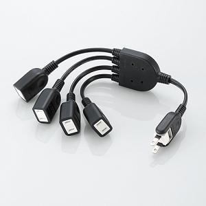【10個セット】 エレコム T-ADR4BK ACアダプタ用電源延長コード (0.2m ／4個口)｜むさしのメディア 店