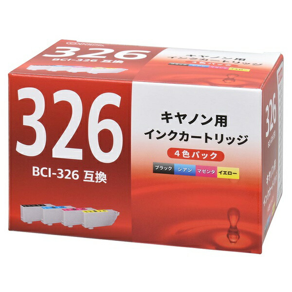 【10個セット】 オーム電機 INK-C326-4P キヤノン BCI-326互換インク (4色パック)｜むさしのメディア 店