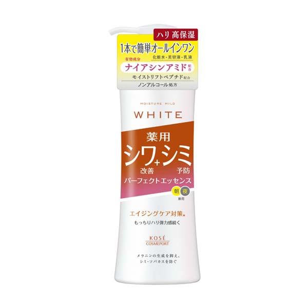 【10個セット】 コーセーコスメポート モイスチュアマイルド ホワイト リンクルケア パーフェクトエッセンス 配合 無香料 美白保湿液 エッセンス オールインワン パーフェクト 無鉱物油 コーセー アルコールフリー エッセンスローション ナイアシンアミド｜むさしのメディア 店
