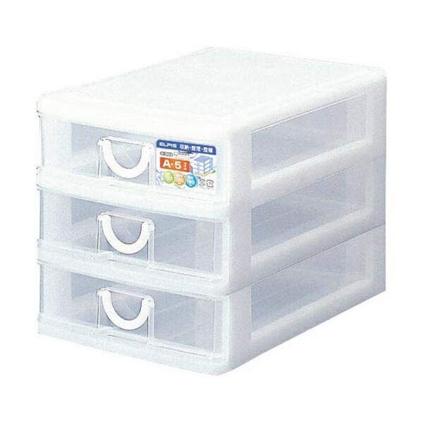 【10個セット】 サンコープラ サンコープラスチック (SankoPlastic) 小物収納3段 エルピス 幅18.2×奥26.5×高19cm ホワイト|むさしのメディア 店