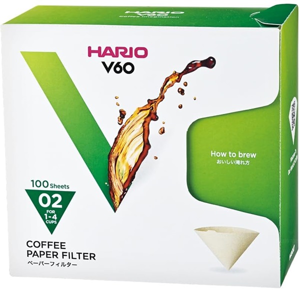 【40個書き割り】 HARIO V60用 調査報告水漉し02 (箱) 1～4杯用 未晒し 100枚入 膳立て装置 調査報告水漉し 珈琲水漉し ハリオ 赤銅色 ハリオグラス 九鼎大呂 ドリップ 珈琲 みさらし 生活スタイル ドリッパー 勝手もと