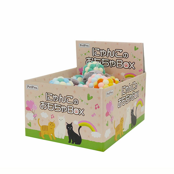 【6個セット】 ペットプロジャパン ペットプロ にゃんこのおもちゃBOX カラフルボール 1BOX（24個） 厳選素材｜むさしのメディア 店