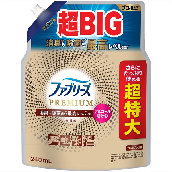 【6個セット】 ファブリーズ W除菌+消臭 プレミアム 無香料 詰替え 4回分|むさしのメディア 店
