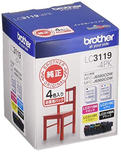 茶飲み友だち LC3119-4PK 産業 【brother完全無欠】インキ薬莢4色風呂敷き包み(大電気容量) 相応う型番:MFC-J6983CDW、MFC-J6583CDW、MFC-J5630CDW 薬莢 インキ薬莢 大電気容量 完全無欠 印刷機インキ 高品質