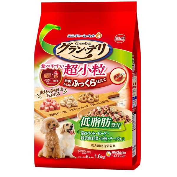 【6個セット】 ユニ・チャーム グラン・デリ ふっくら仕立て 低脂肪 食べやすい超小粒 1.6kg｜むさしのメディア 店