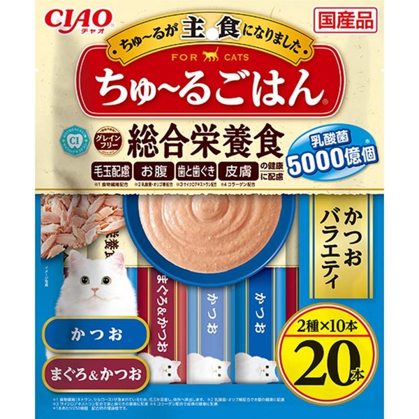 【6個書き割り】 いなば愛玩動物ボンネット CIAO ちゅ～るごはん かつお多種多様さ 20本