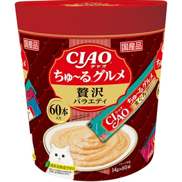 【6個セット】 いなばペットフード CIAO ちゅ~るグルメ 贅沢バラエティ 14g×60本|むさしのメディア 店