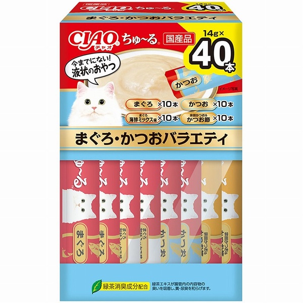 【3個書き割り】 いなば愛玩動物ボンネット CIAOちゅ～る まぐろ・かつお多種多様さBOX 14g×40本入