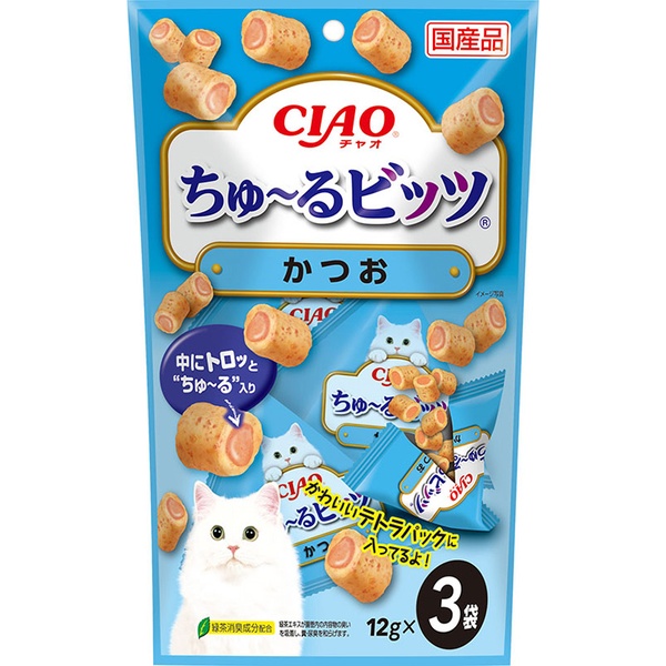 【48個セット】 いなばペットフード CIAO ちゅ～るビッツ かつお｜むさしのメディア 店
