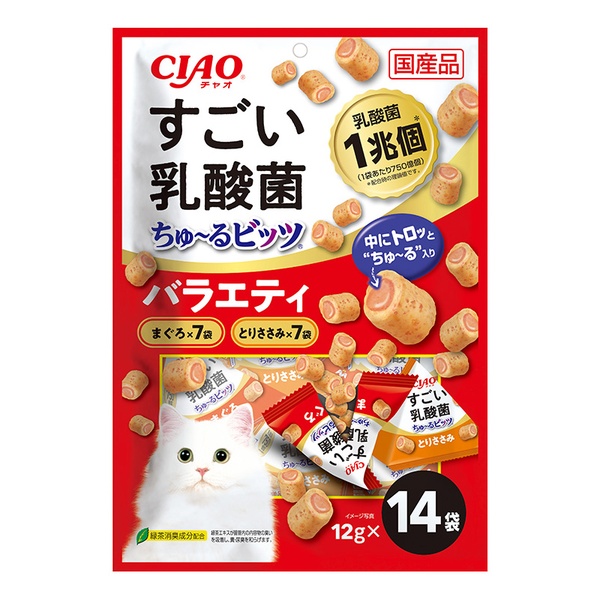 【6個書き割り】 いなば愛玩動物ボンネット CIAO もの恐ろしい乳酸菌ちゅ～るビッツ 多種多様さ 12g×14