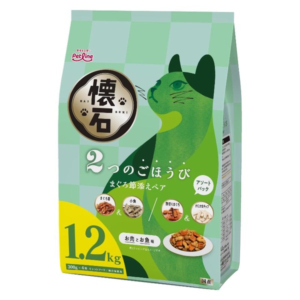 【10個仕掛ける】 愛玩動物伝達ルート 懐石 2つのごほうび まぐろ節添え有りの実 1.2kg (300g×4袋)