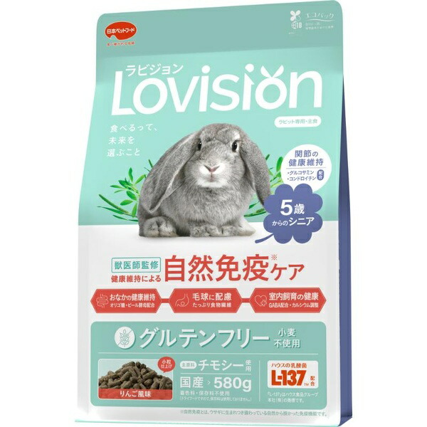 【10個仕掛ける】 日本愛玩動物ボンネット ラビジョン ラビットフード 5歳からの年がしら 580g
