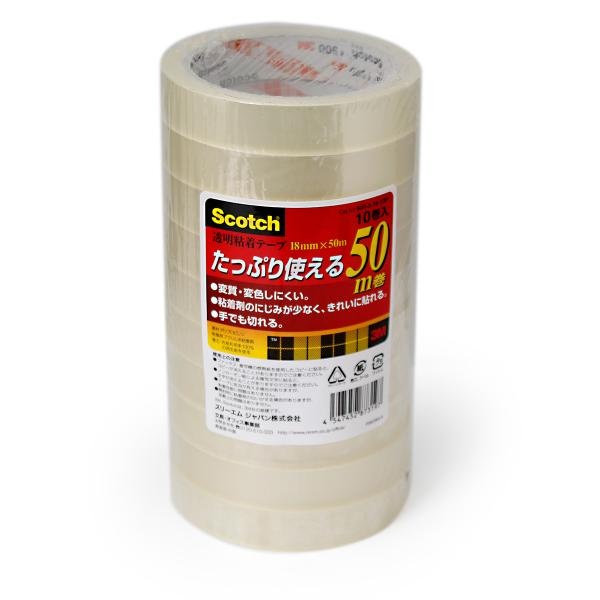 【6個書き割り】 3M スコッチウイスキー 澄み切ったねばり着く磁気テープ 500(50m巻 巻芯径76粍・18mm×５０m) 500-3-18-10P