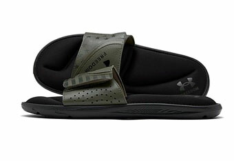 提げ篭シューズ バッシュ スニーカー 駈けっくら  サンダル  アンダーアーマー UnderArmour UA Ignite Freedom Slide Sandals Black/Green   駈けっくら 形づくる 表どおり