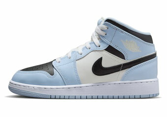 提げ篭シューズ バッシュ スニーカー   ジョーダン Jordan Air Jordan 1 Mid GS Ice Blue GS North/Black-Sail-White   表どおり 【GS】キッズ キッズ・ジュニア用シューズ-シューズ